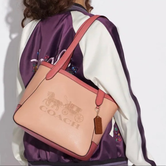 coach tote 27 in colorblock with horse and carriage gold - Picture 3 of 7